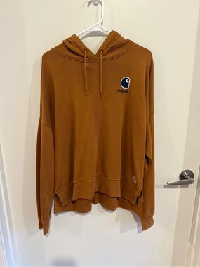 Carhartt Rust Brown Pullover Hoodie with Small Chest Patch